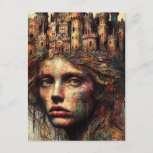 Woman With Castle on Her Head Postcard
