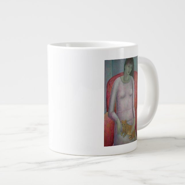 Woman with Cat 2014 Large Coffee Mug (Front Right)
