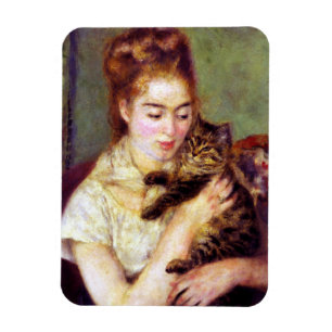 Woman with Cat, Auguste Renoir Magnet
