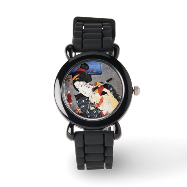 Woman with Cat by Utagawa Kuniyoshi 歌川国芳 Watch (Front)