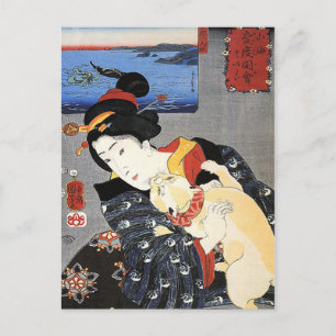 Woman with Cat Postcard
