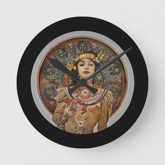 Woman with Champagne Glass Round Clock (Front)
