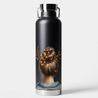 WOMAN WITH COLORFUL CHRISTMAS LIGHTS IN HER HAIR WATER BOTTLE
