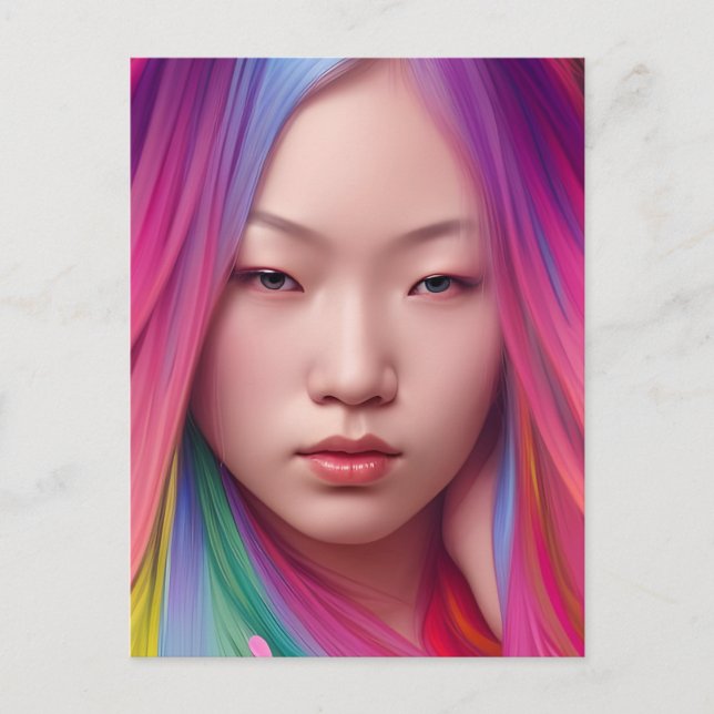 Woman With Colourful Hair Postcard (Front)