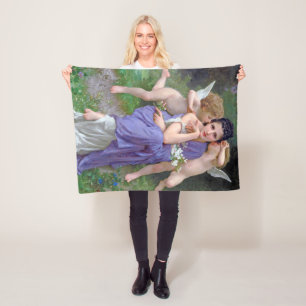 Woman with Cupid, Bouguereau Fleece Blanket