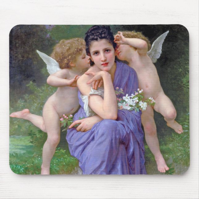 Woman with Cupid, Bouguereau Mouse Pad (Front)