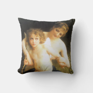 Woman with Cupid, Bouguereau Throw Pillow