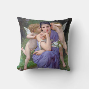 Woman with Cupid, Bouguereau Throw Pillow