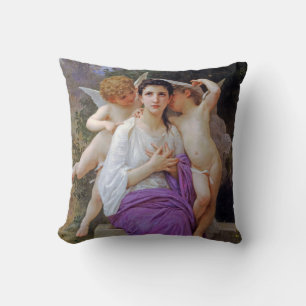 Woman with Cupid, Bouguereau Throw Pillow