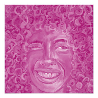 Woman with Curly Hair in Pink Photo Print