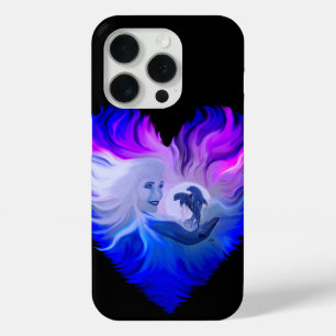 Woman with Dolphins in the Moonlight iPhone 15 Pro Case