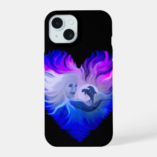 Woman with Dolphins in the Moonlight iPhone 15 Case
