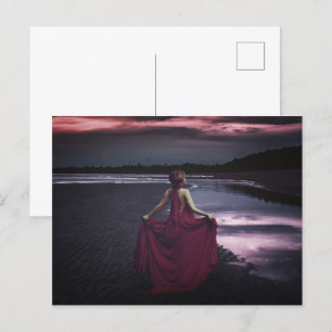 Woman with dress, fine art postcard