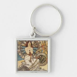 Woman with Feathers - PLM Railway Travel Poster Keychain
