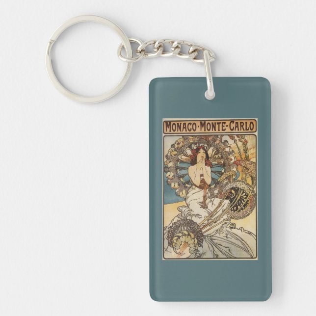 Woman with Feathers - PLM Railway Travel Poster Keychain (Front)