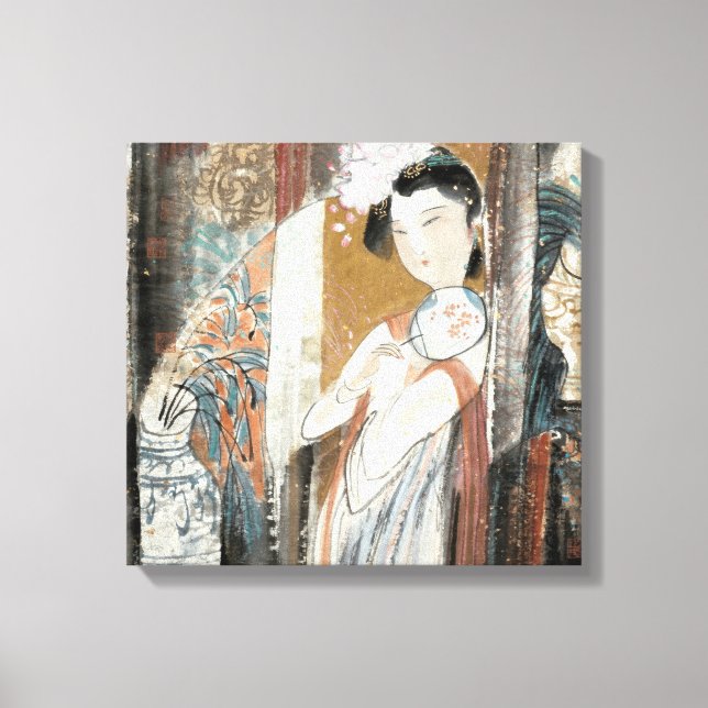 Woman with Floral Hairpin Canvas Print (Front)