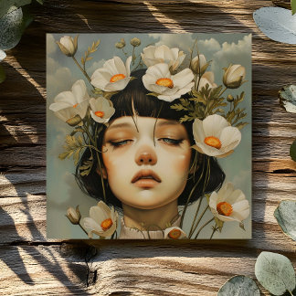 WOMAN WITH FLOWERS CARD