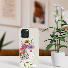 Woman With Flowers Illustration iPhone 13 Pro Max Case