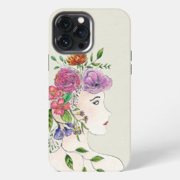 Woman With Flowers Illustration iPhone 13 Pro Max Case