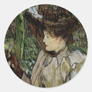 Woman with Gloves by Toulouse-Lautrec Classic Round Sticker