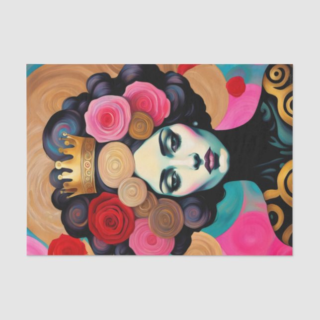 Woman With Gold Crown Decoupage Tissue Paper (Front)