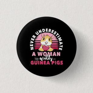 Woman with Guinea Pig Cavy Roddent 1 Inch Round Button