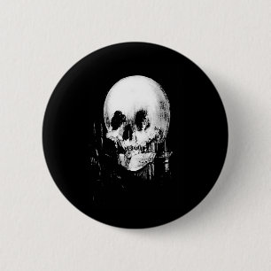 Woman with Halloween Skull Reflection In Mirror 2 Inch Round Button