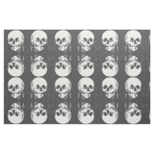 Woman with Halloween Skull Reflection In Mirror Fabric