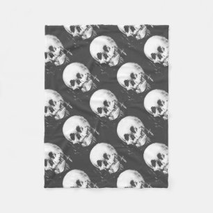 Woman with Halloween Skull Reflection In Mirror Fleece Blanket