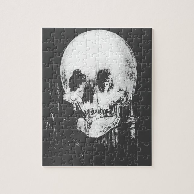 Woman with Halloween Skull Reflection In Mirror Jigsaw Puzzle (Vertical)
