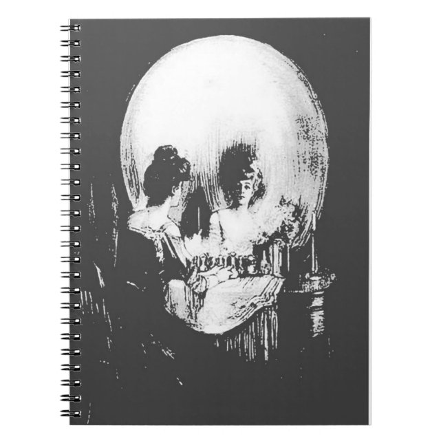 Woman with Halloween Skull Reflection In Mirror Notebook (Front)