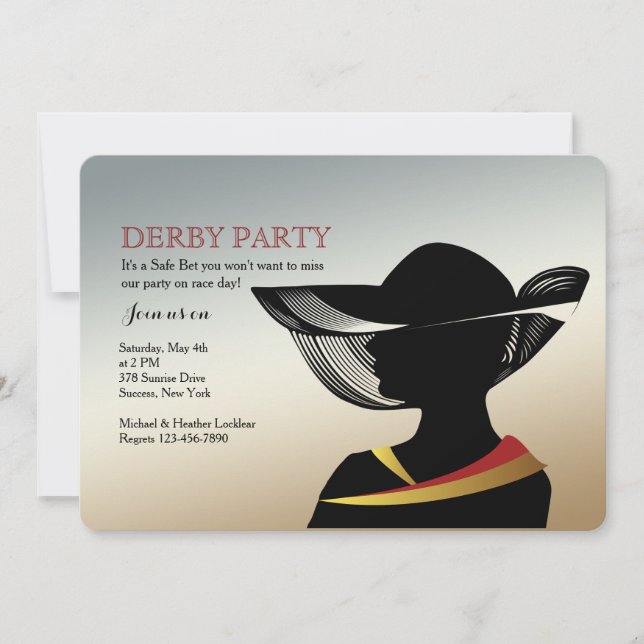 Woman With Hat Horse Race Invitation (Front)