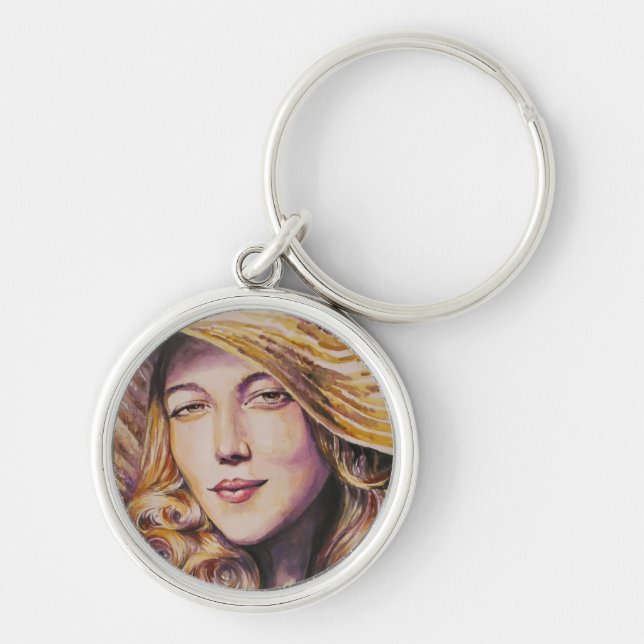 Woman with hat keychain (Front)