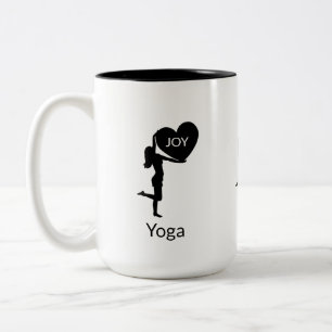 Woman with heart silhouette & calligraphy Two-Tone coffee mug