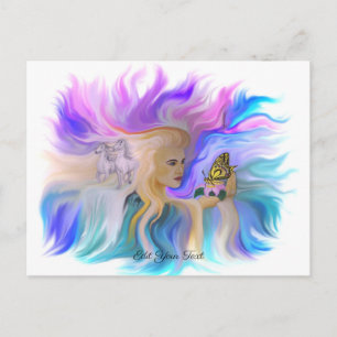 Woman with Horse and Butterfly Postcard