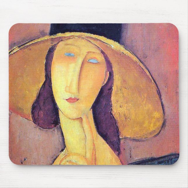 Woman with Large Hat, Modigliani Mouse Pad (Front)