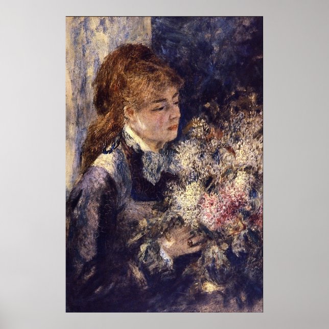 Woman with Lilacs by Pierre Renoir Poster (Front)