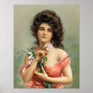 Woman with Lily   Louis Prang & Co. Poster