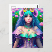 Woman with Moth, Postcrossing