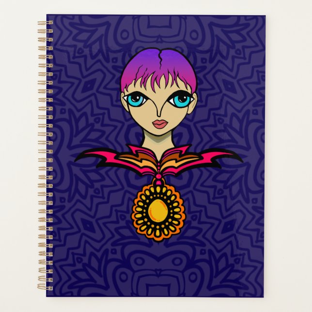 Woman with neckless and pendent planner (Front)