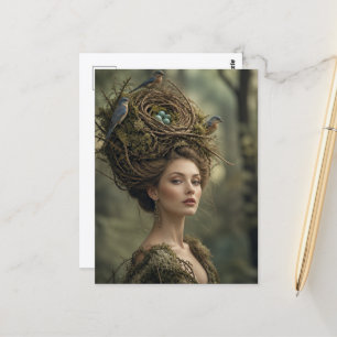 Woman with Nest in Her Hair Postcard