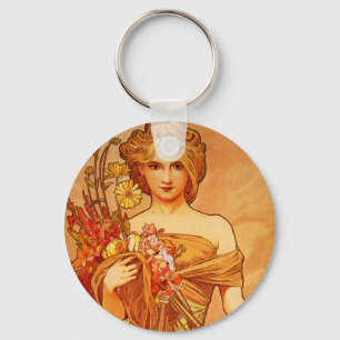 Woman with Oragna Bouquet Keychain