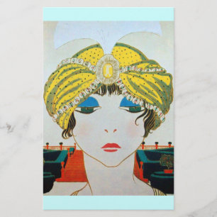 WOMAN WITH ORIENTAL YELLOW TURBAN / Beauty Fashion Stationery