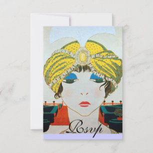 WOMAN WITH ORIENTAL YELLOW TURBAN RSVP CARD