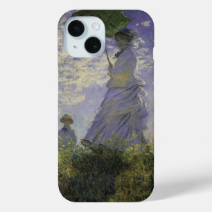 Woman with Parasol by Claude Monet, Vintage Art iPhone 15 Case