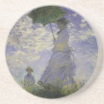 Woman with Parasol by Claude Monet, Vintage Art Coaster<br><div class="desc">The Stroll, Camille Monet and Her Son Jean (Woman with a Parasol) (1875) by Claude Monet is a vintage impressionist fine art family portrait painting. A mother taking a walk with her young child in a field or spring meadow. She is holding a sun umbrella and wearing a beautiful dress...</div>