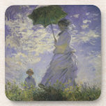 Woman with Parasol by Claude Monet, Vintage Art Coaster<br><div class="desc">The Stroll, Camille Monet and Her Son Jean (Woman with a Parasol) (1875) by Claude Monet is a vintage impressionist fine art family portrait painting. A mother taking a walk with her young child in a field or spring meadow. She is holding a sun umbrella and wearing a beautiful dress...</div>