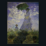 Woman with Parasol by Claude Monet, Vintage Art Poster<br><div class="desc">The Stroll, Camille Monet and Her Son Jean (Woman with a Parasol) (1875) by Claude Monet is a vintage impressionist fine art family portrait painting. A mother taking a walk with her young child in a field or spring meadow. She is holding a sun umbrella and wearing a beautiful dress...</div>