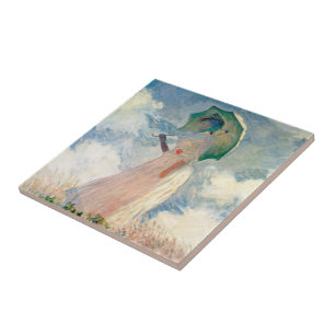 Woman with Parasol Claude Monet Vintage Art Tile