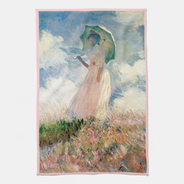 Woman with Parasol Promenade Monet Kitchen Towel (Vertical)